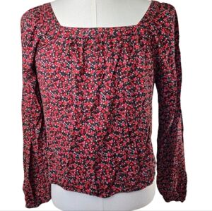 Gap Square Neck Floral Top Red Medium